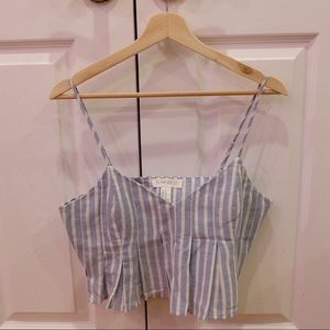 Forever 21 pinstriped pleated V neck cropped top
